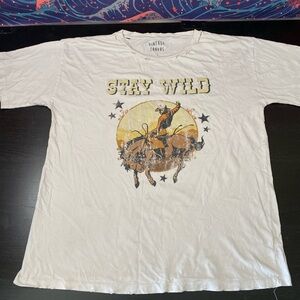 Vintage Canvas Stay Wild Rodeo Graphic Tee - White, Yellow, Brown